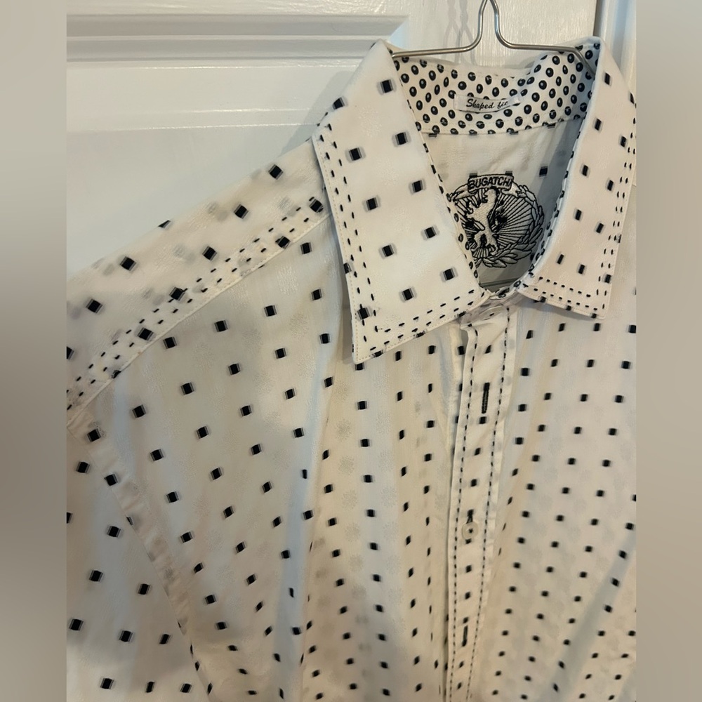 Bugatchi White and Black Polka Dot Shirt - Picture 3 of 8